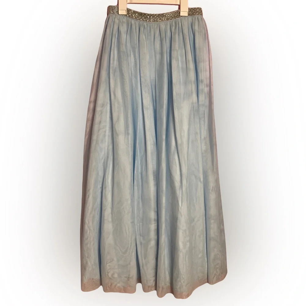 Baby Blue Prom Maxi Skirt Rhinestone waistband Size 5